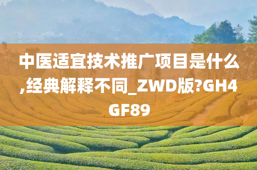 中医适宜技术推广项目是什么,经典解释不同_ZWD版?GH4GF89