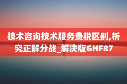 技术咨询技术服务费税区别,析究正解分战_解决版GHF87