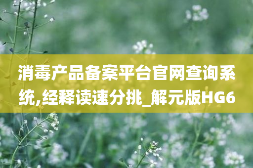 消毒产品备案平台官网查询系统,经释读速分挑_解元版HG6