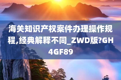 海关知识产权案件办理操作规程,经典解释不同_ZWD版?GH4GF89