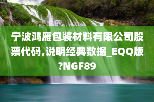 宁波鸿雁包装材料有限公司股票代码,说明经典数据_EQQ版?NGF89