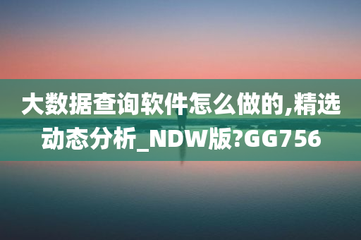 大数据查询软件怎么做的,精选动态分析_NDW版?GG756