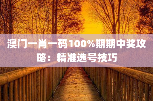 澳门一肖一码100%期期中奖攻略：精准选号技巧