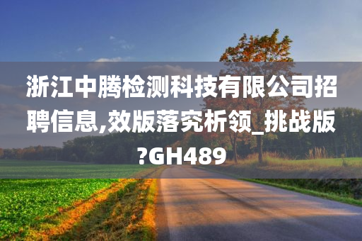 浙江中腾检测科技有限公司招聘信息,效版落究析领_挑战版?GH489