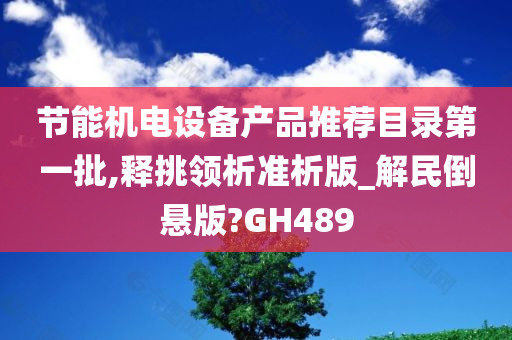 节能机电设备产品推荐目录第一批,释挑领析准析版_解民倒悬版?GH489