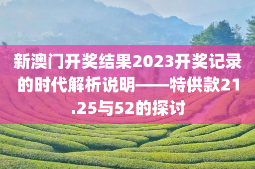 新澳门开奖结果2023开奖记录的时代解析说明——特供款21.25与52的探讨