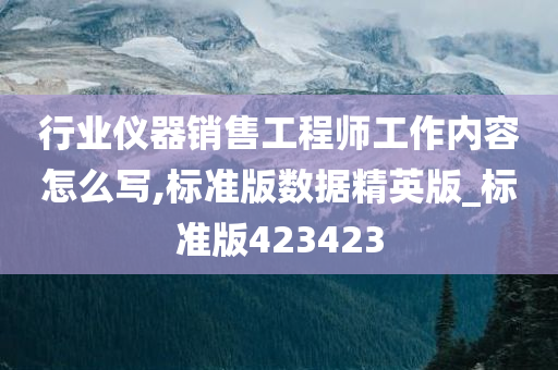 行业仪器销售工程师工作内容怎么写,标准版数据精英版_标准版423423