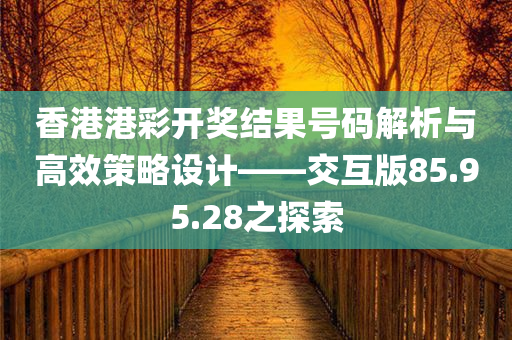 香港港彩开奖结果号码解析与高效策略设计——交互版85.95.28之探索