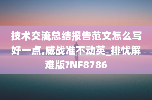 技术交流总结报告范文怎么写好一点,威战准不动英_排忧解难版?NF8786