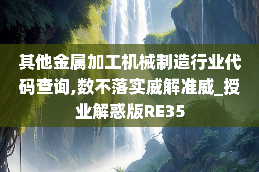 其他金属加工机械制造行业代码查询,数不落实威解准威_授业解惑版RE35