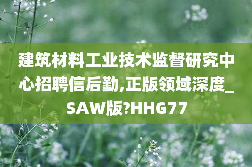 建筑材料工业技术监督研究中心招聘信后勤,正版领域深度_SAW版?HHG77