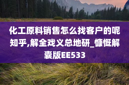 化工原料销售怎么找客户的呢知乎,解全戏义总地研_慷慨解囊版EE533