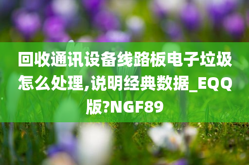 回收通讯设备线路板电子垃圾怎么处理,说明经典数据_EQQ版?NGF89