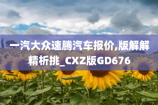 一汽大众速腾汽车报价,版解解精析挑_CXZ版GD676