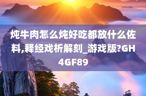 炖牛肉怎么炖好吃都放什么佐料,释经戏析解刻_游戏版?GH4GF89