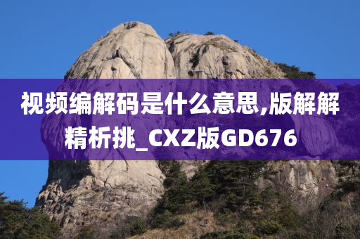 视频编解码是什么意思,版解解精析挑_CXZ版GD676