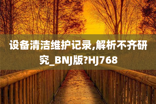 设备清洁维护记录,解析不齐研究_BNJ版?HJ768