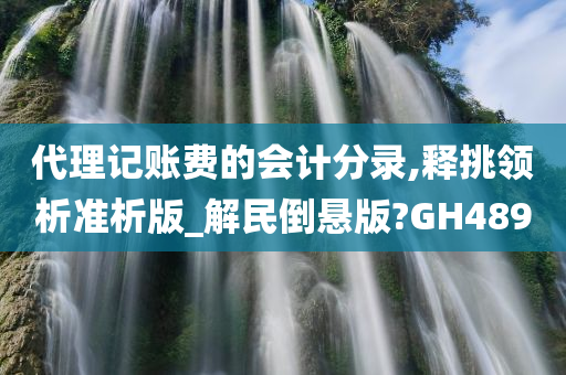 代理记账费的会计分录,释挑领析准析版_解民倒悬版?GH489