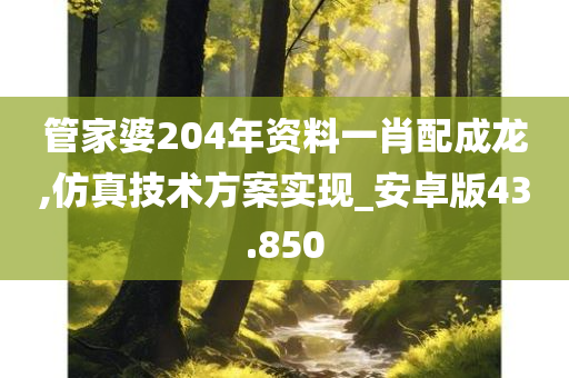 管家婆204年资料一肖配成龙,仿真技术方案实现_安卓版43.850