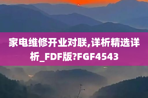 家电维修开业对联,详析精选详析_FDF版?FGF4543