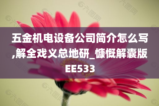 五金机电设备公司简介怎么写,解全戏义总地研_慷慨解囊版EE533