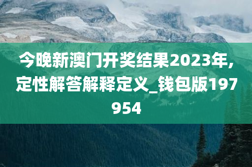 今晚新澳门开奖结果2023年,定性解答解释定义_钱包版197954