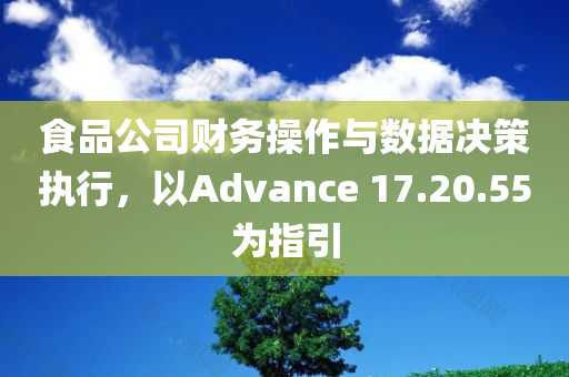 食品公司财务操作与数据决策执行，以Advance 17.20.55为指引