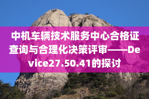 中机车辆技术服务中心合格证查询与合理化决策评审——Device27.50.41的探讨