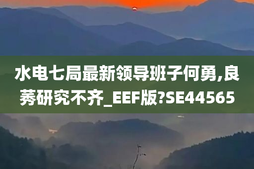 水电七局最新领导班子何勇,良莠研究不齐_EEF版?SE44565