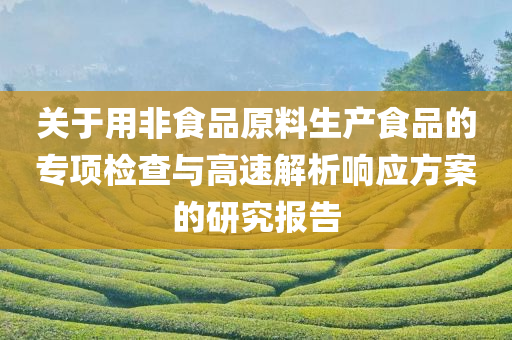 关于用非食品原料生产食品的专项检查与高速解析响应方案的研究报告