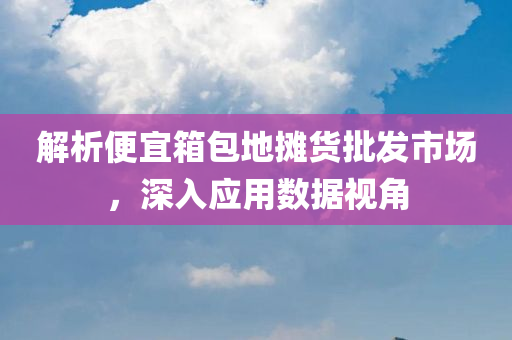 解析便宜箱包地摊货批发市场，深入应用数据视角