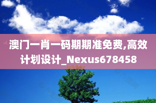 澳门一肖一码期期准免费,高效计划设计_Nexus678458