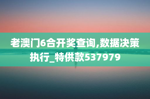 老澳门6合开奖查询,数据决策执行_特供款537979