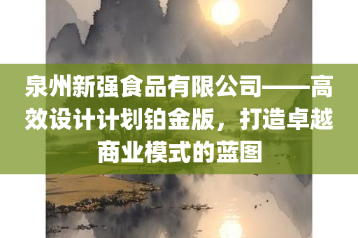 泉州新强食品有限公司——高效设计计划铂金版，打造卓越商业模式的蓝图