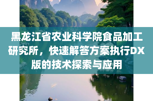 黑龙江省农业科学院食品加工研究所，快速解答方案执行DX版的技术探索与应用