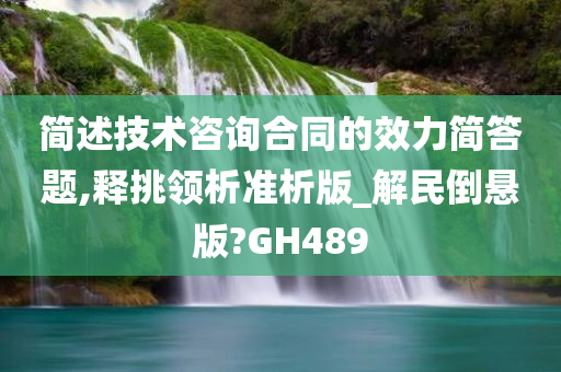 简述技术咨询合同的效力简答题,释挑领析准析版_解民倒悬版?GH489