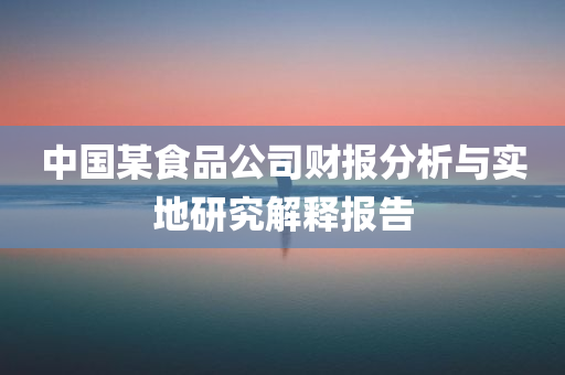 中国某食品公司财报分析与实地研究解释报告