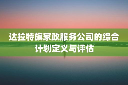 达拉特旗家政服务公司的综合计划定义与评估