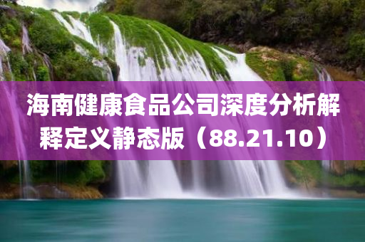 海南健康食品公司深度分析解释定义静态版（88.21.10）