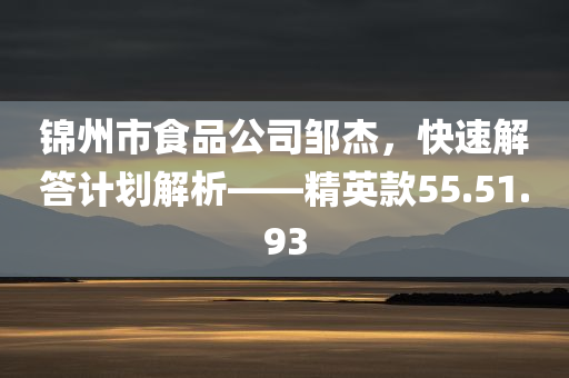 锦州市食品公司邹杰，快速解答计划解析——精英款55.51.93