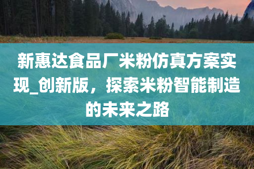 新惠达食品厂米粉仿真方案实现_创新版，探索米粉智能制造的未来之路